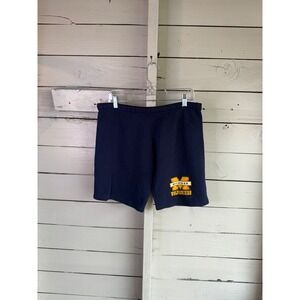 Vintage Michigan Wolverines Navy Blue Sweat Shorts Embroidered Block M NCAA